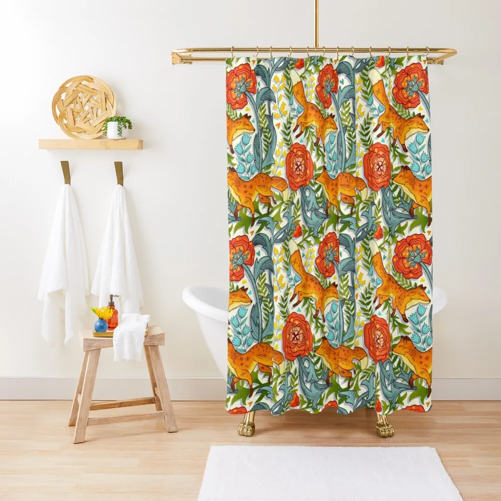 

Art Nouveau Foxes Shower Curtain Set For Bathroom Modern Accessory Bathrooms Shower Waterproof Shower Sets For Bathroom Curtain