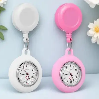 

2pcs Nurse Watch Quartz Watches for Doctors Students White Pink Color Random Needle Font Silicone Sleeve Easy Clean Nurses