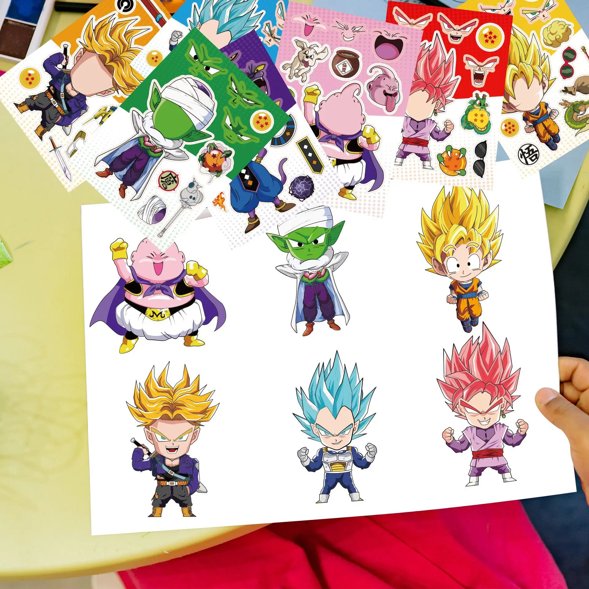 24/32Sheets Cool Dragon Ball Puzzle Anime Stickers DIY Make-a-Face Assemble Cool Cartoon Decal Assemble Jigsaw Children Gift Toy