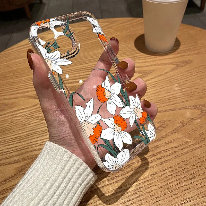 Blumen-Transparent-Hülle für Samsung A57 A55 5G A54 A53 A56 A37 A36 A35 A34 A33 A32 A26 A17 A07 A06 S26 S25 S24 Ultra S23 S22 Plus Cover – Detail 4