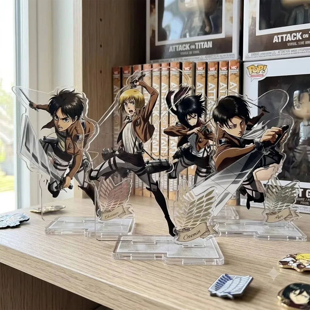 New Anime Attack on Titan Acrylic Stand Figure Chibi Sign Model Plate Desk Decor For Fans Gift Keychain