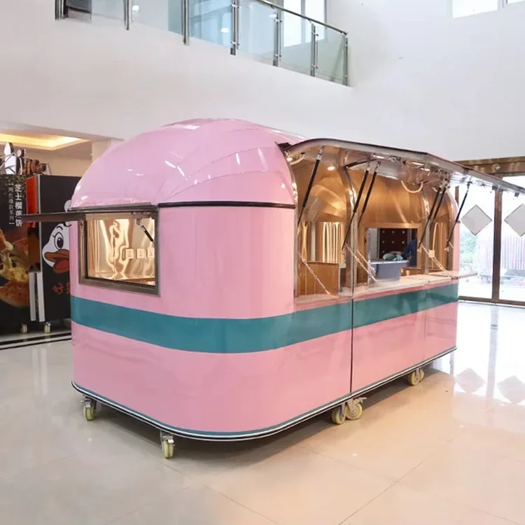 Customized Concession Stand Trailer Mobile Kitchen Commercial Mobile Fast Food Cart Mobile Food Truck Compact Stainless Steel De
