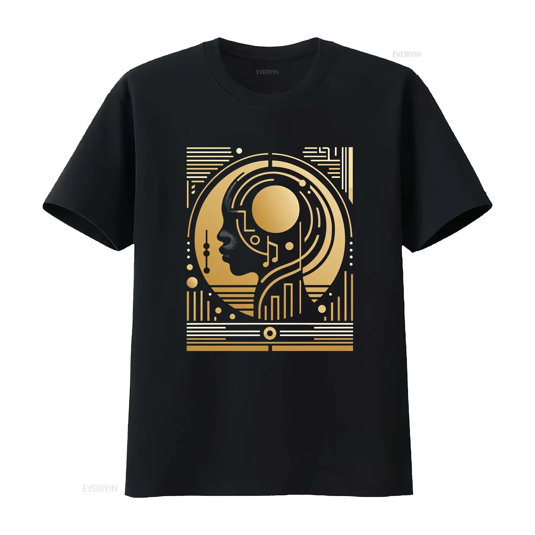 Silhouette of Sound Afro Futuristic T Shirt vintage Washed Casual homme graphic Soft Comfortable Stretched