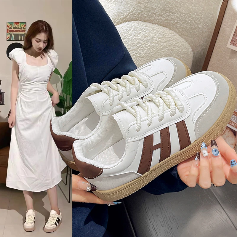 

Pop 2025 New Designer Casual Sneakers For Women Spring Autumn Lace Light Color Match Board Shoes Female High Quality Zapatos Muj