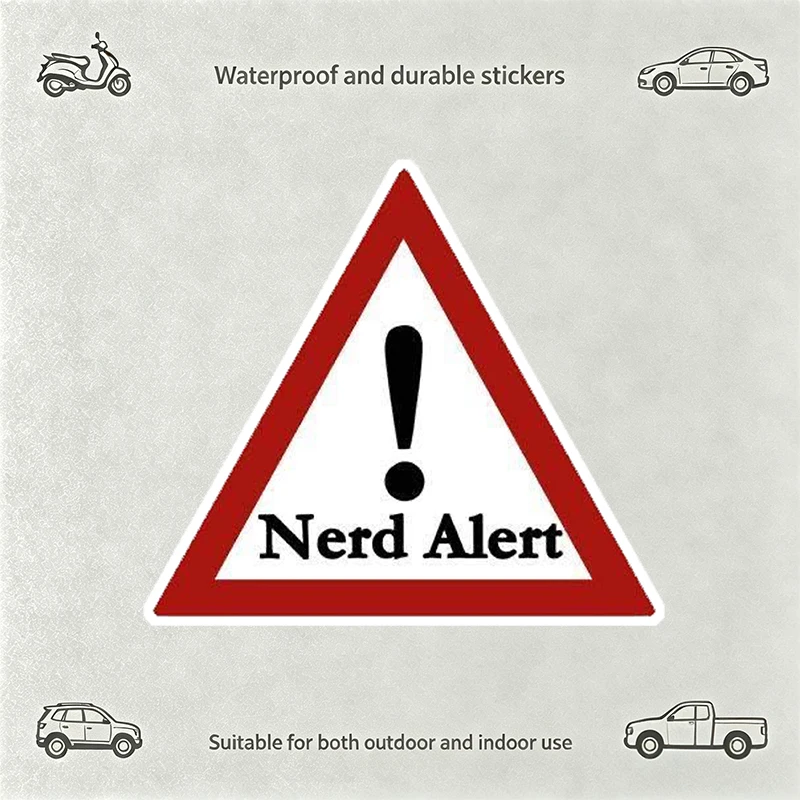 Nerd Alert Car Sticker Funny Warning Triangle Decal Auto Vinyl Bumper Sticker Humor Geek Gift Car Decoration