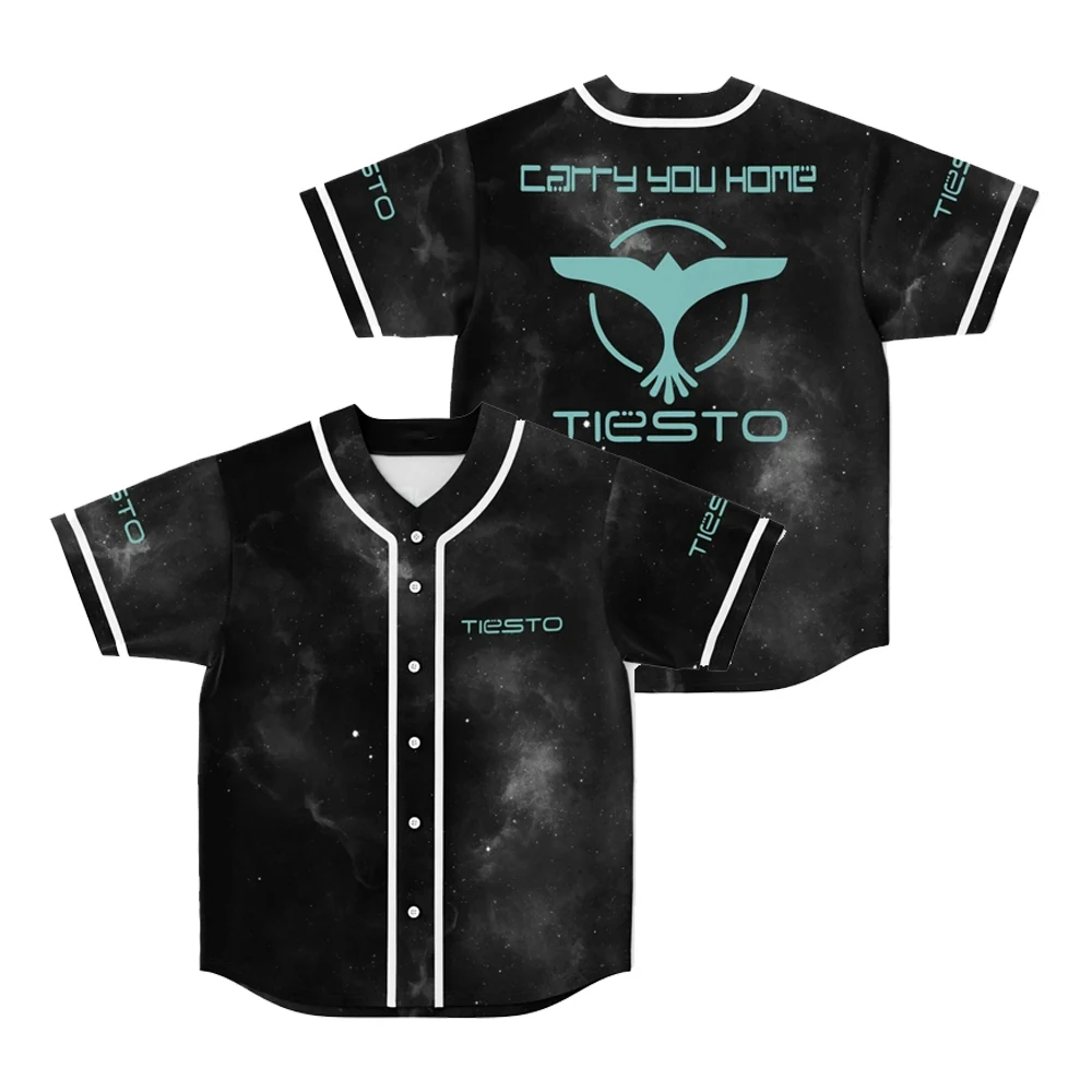 

Tiesto Carry You Home Baseball Jersey V-Neck Short Sleeve Button-up Shirts Women Men Streetwear Tops