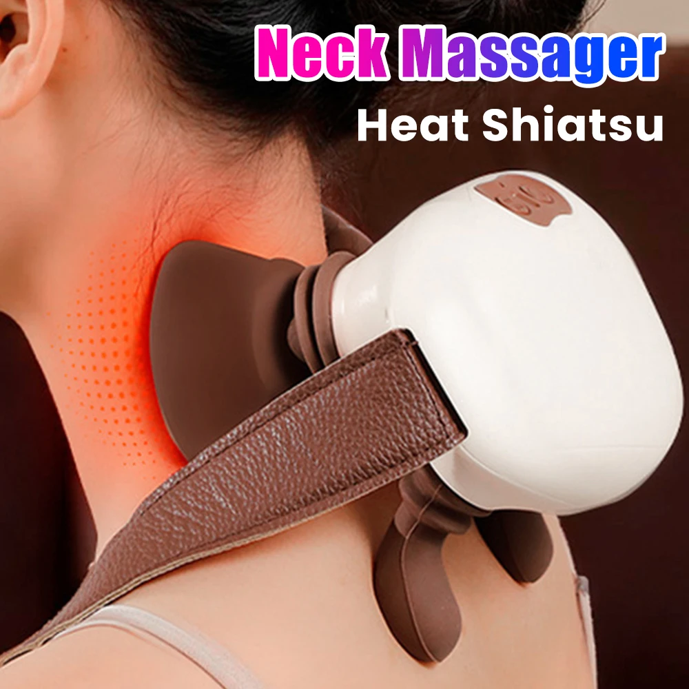 

Neck And Shoulder Massager with Heat Shiatsu Heated Back and Shoulder Massager Electric Kneading Neck Deep Massage Muscle Relax
