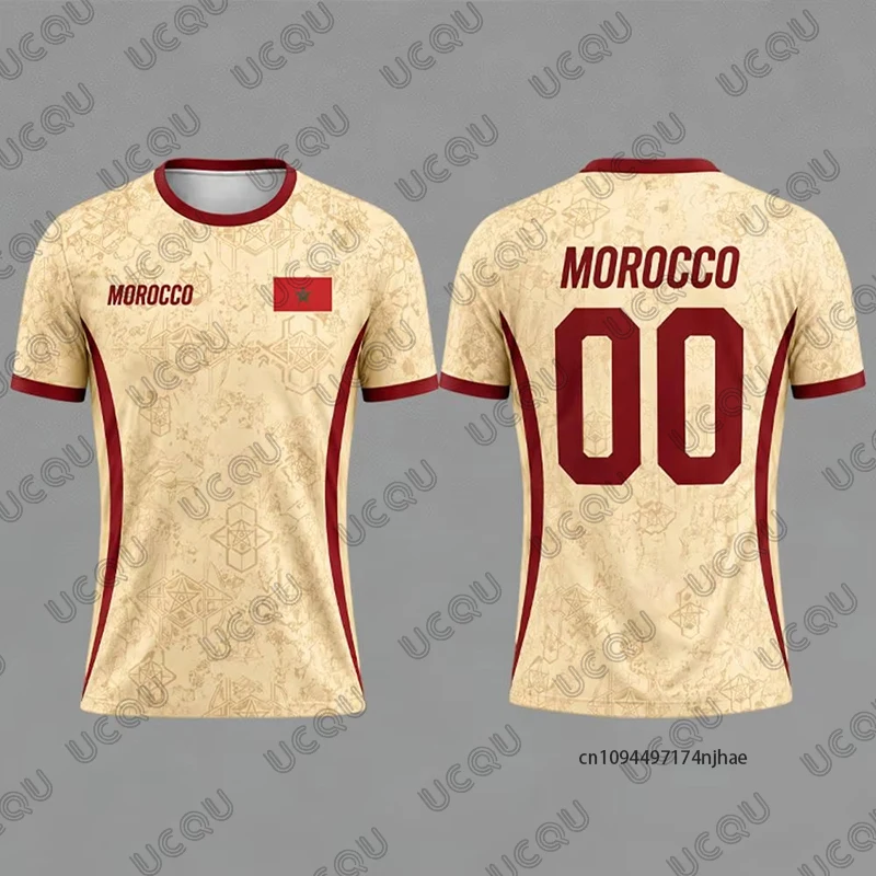 Summer New Morocco Flag Graphic Football Men's T-shirt National Emblem Print Sports Quick Dry O-neck Tees Casual Kids/Adult Tops - view 4
