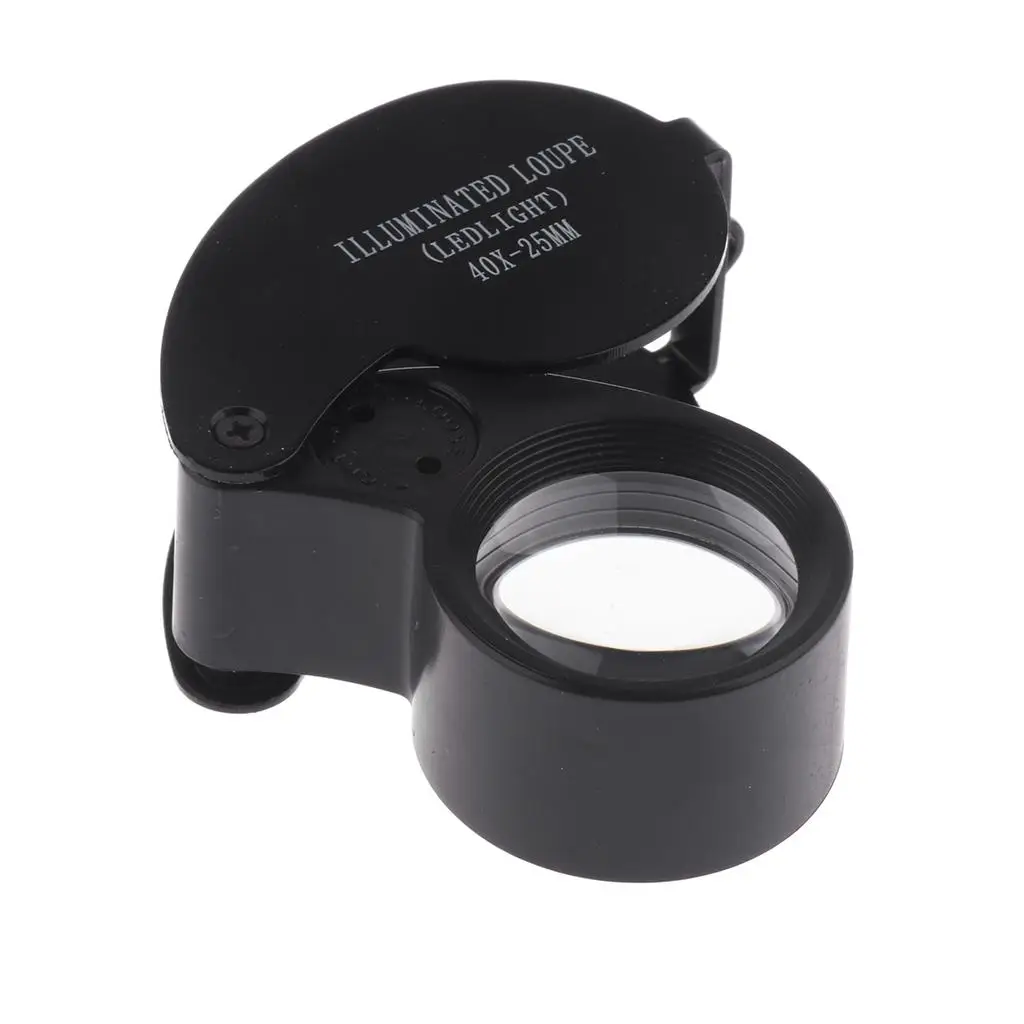 Lighting Loupe 40X 25mm Illuminated Magnifier LED Loupe Glass for Jewelers Coin Collectors and Hobby Use