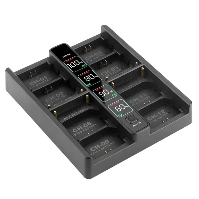 PD100W Fast For Sony NP-FZ100 NP-F550 NP-F750 NP-F960 Camera Battery Chargers, Dual Slot Rapid Smart LCD Docking Station