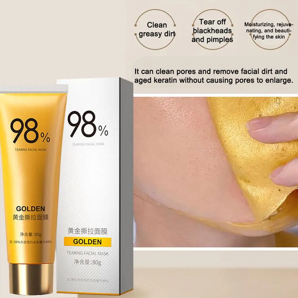 80g Gold Foil Peel-Off Mask Peel Off pulizia profonda Nourshing Face Mask 98% Golden Mask Facial per pulisce in profondità la cura della pelle