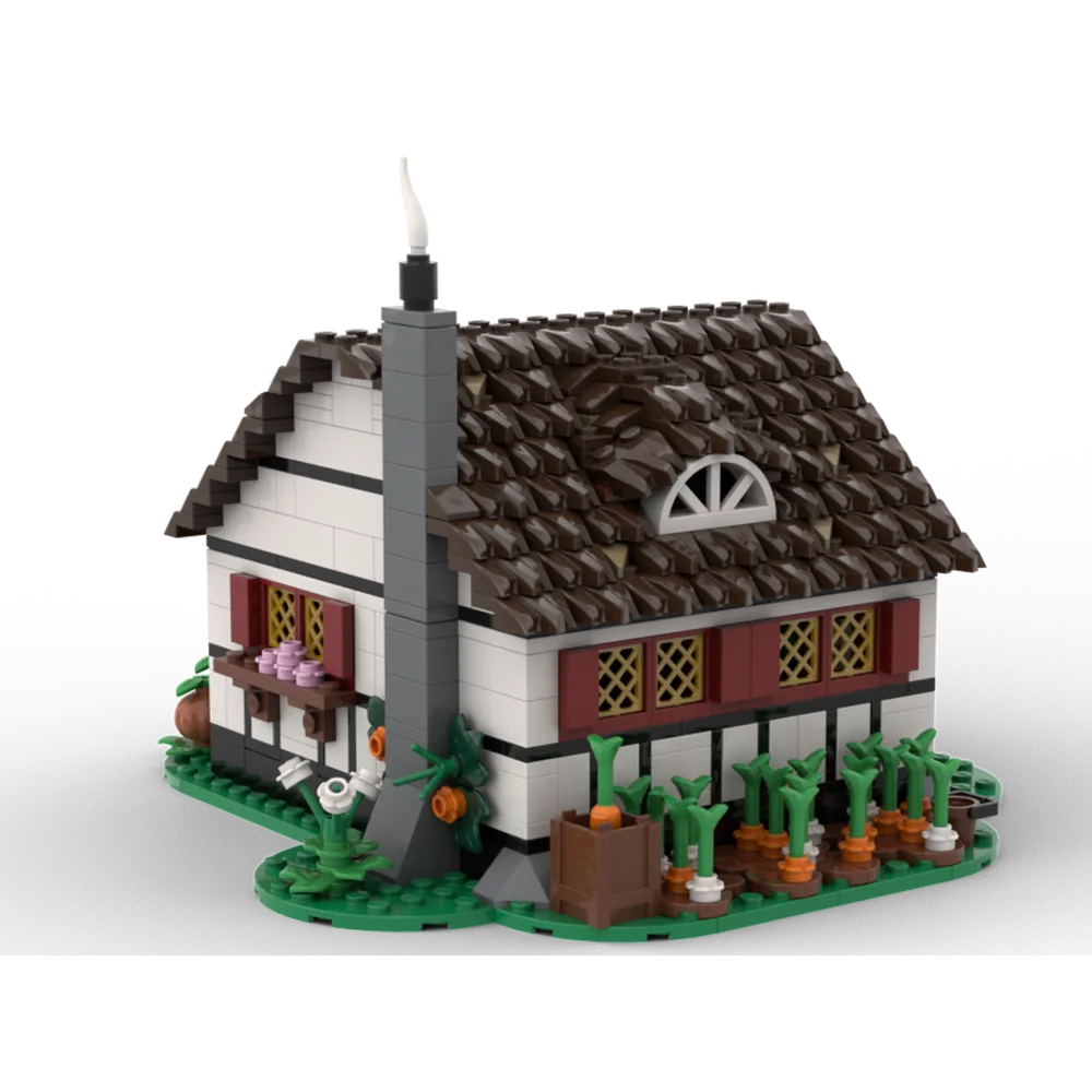 Hot selling architectural model MOC medieval small house with small pastoral building block model DIY children's toy holiday gif