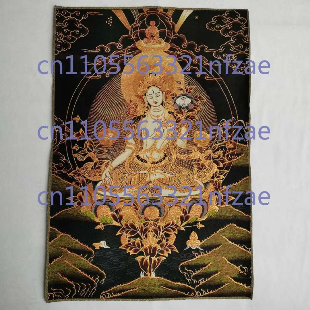 Tissu tibétain du Tibet, Tara blanche en soie, esprit de la déesse du compassion, Tangka Thangka