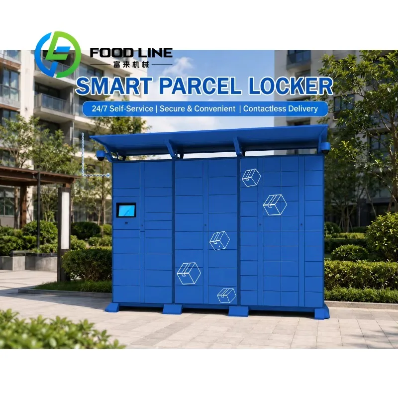Outdoor Smart Parcel Locker Touch Screen Security Camera Weatherproof Canopy Electronic Lock Customizable Compartments