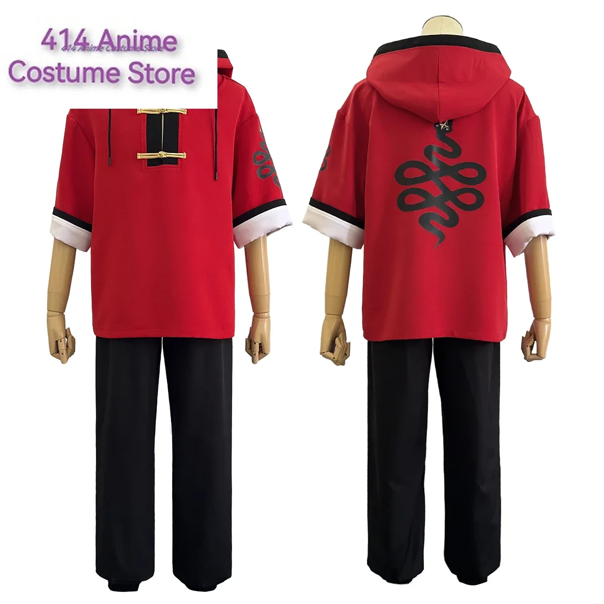 

Gokurakugai Manga Anime Alma Cosplay Costume Wig Red Hoodie Black Pants Casual Daily Wearing Rose Net Halloween Christmas