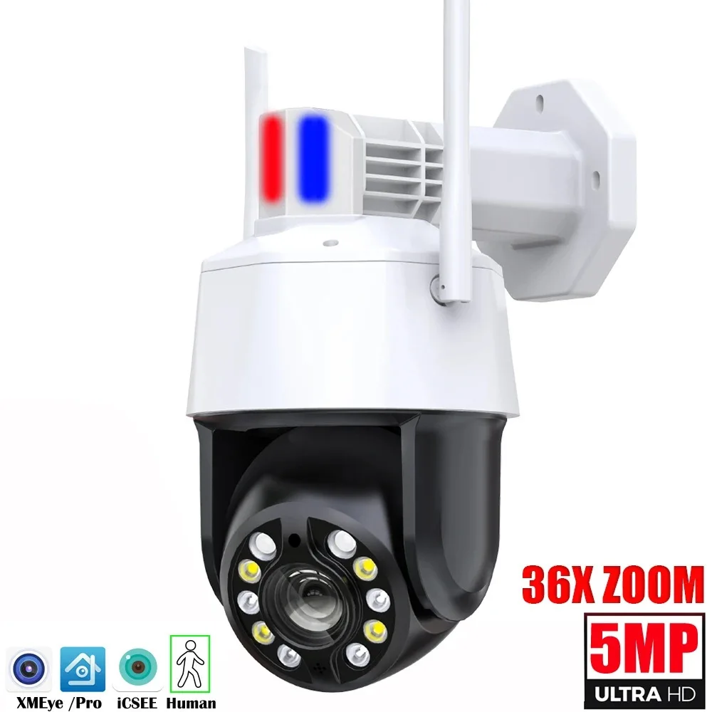 5MP 1944P iCsee APP 36x Zoom  Wireless PTZ IP Dome Camera Full Color AI Humanoid Detection Home Security  CCTV Baby Monitor