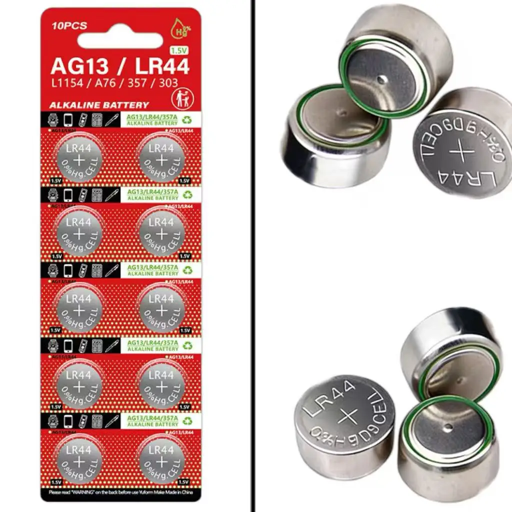10PCS AG13 LR44 A76 L1154 357 1.5V 알카라인 버튼 배터리 어린이 안전 수은 프리 장난감 시계 리모컨용