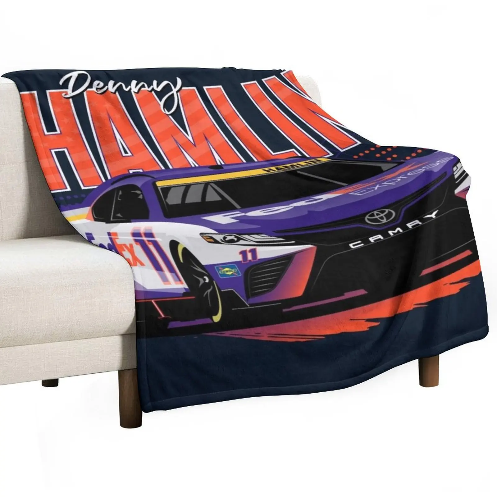 Denny Hamlin 2022 Nascar Playoffs Throw Blanket Flannel Fabric Blankets Sofas Of Decoration Thermal Blankets