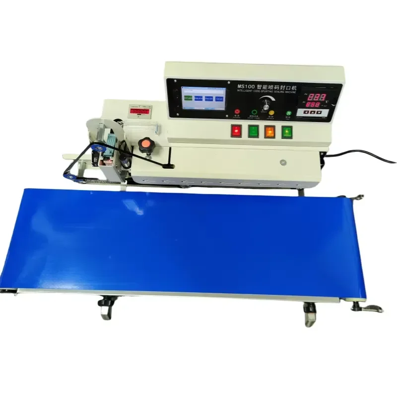 YAOMATEC 12.7MM Aluminum Foil Plastic Bag Continuous Band Sealer for Film Pouch Bag Counter Sealing Machine with Inkjet