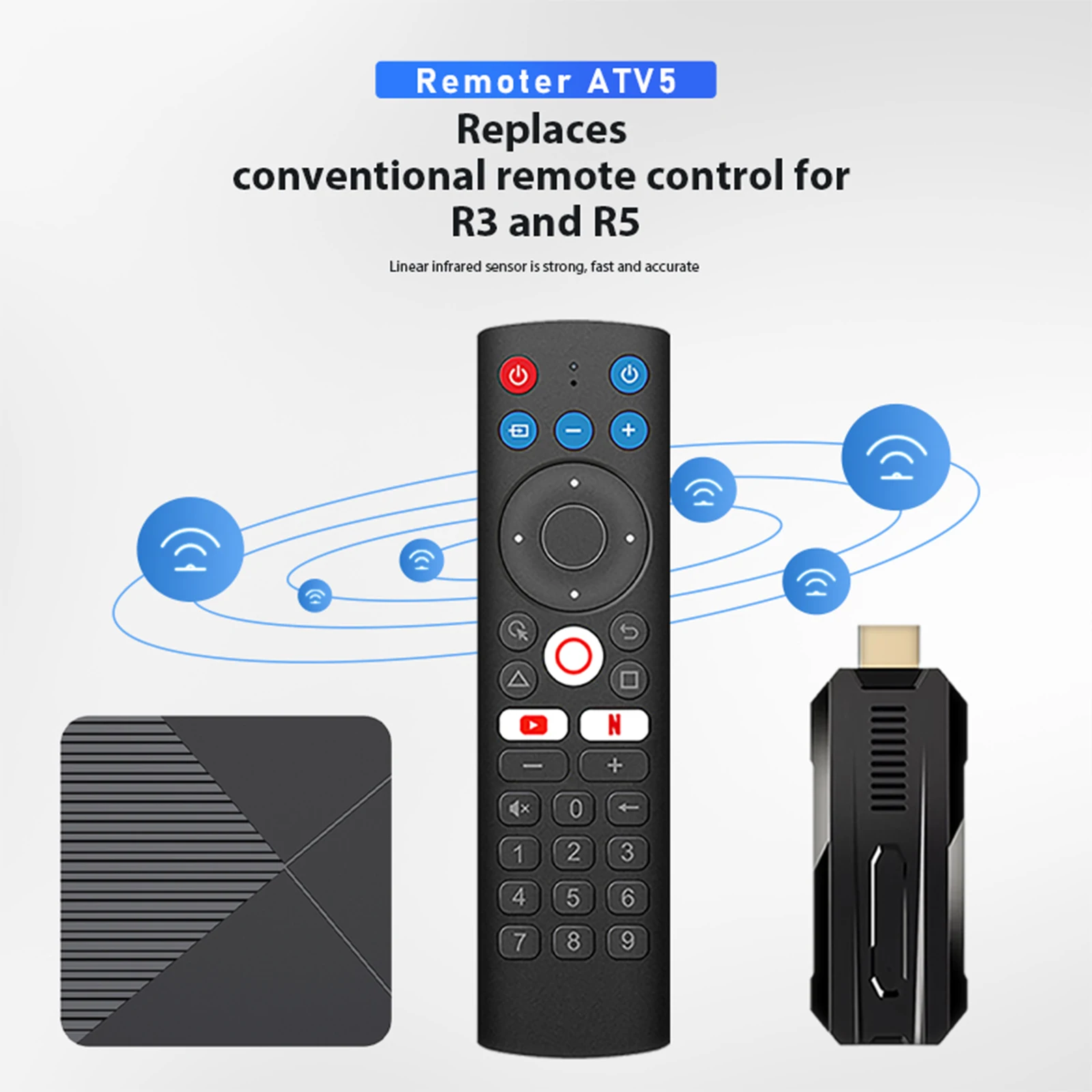 Boxput Remote ATV5 Bluetooth Voice Remote Control Black with IR Learning Function Dedicated for IATV R3 TV Stick IATV R5 TV Box