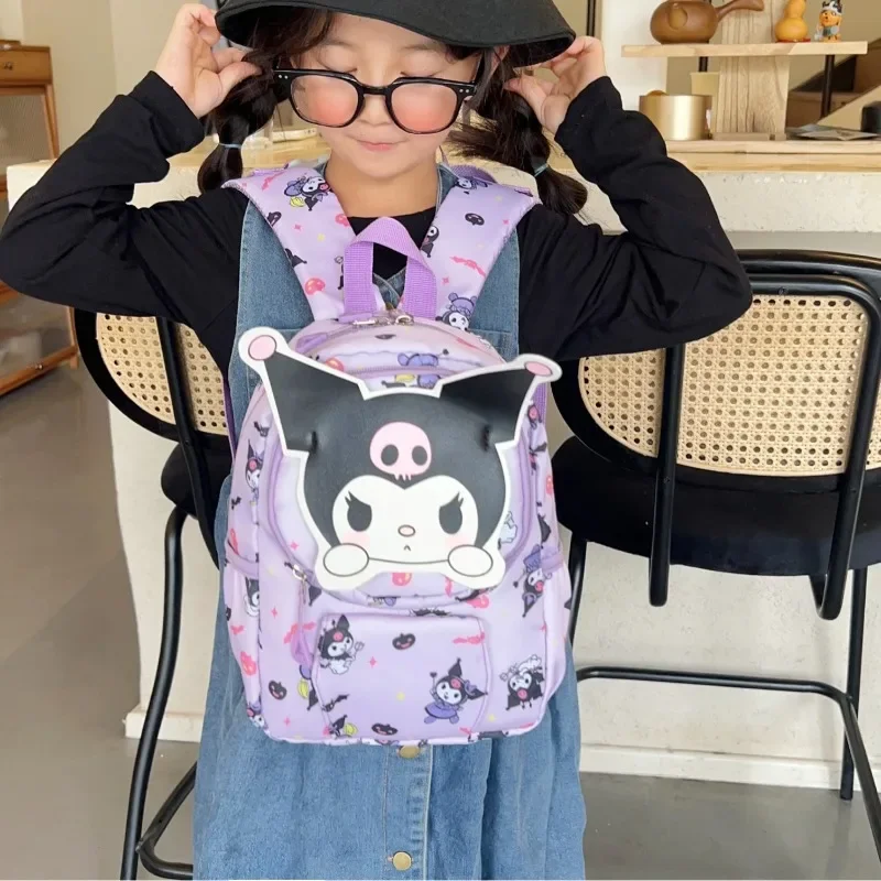 

Kawaii Sanrio Kurome Kids Backpack New Cartoon Animation Peripheral Girl's Full Printed School Bag Gift for Children