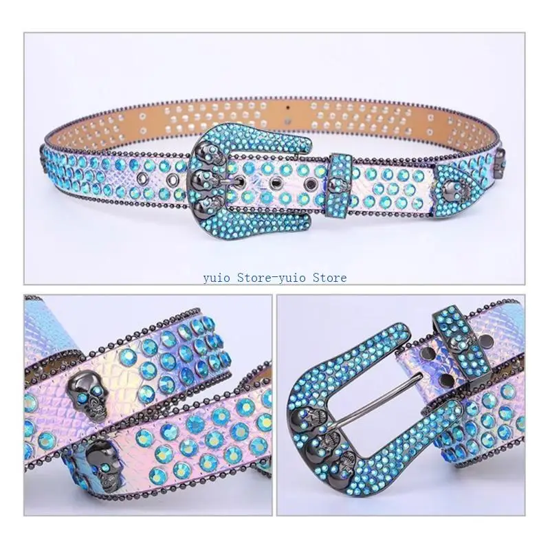 

X7XB Head Skull Buckles Cowgirl Cowboy Buckles Belt for Women Men