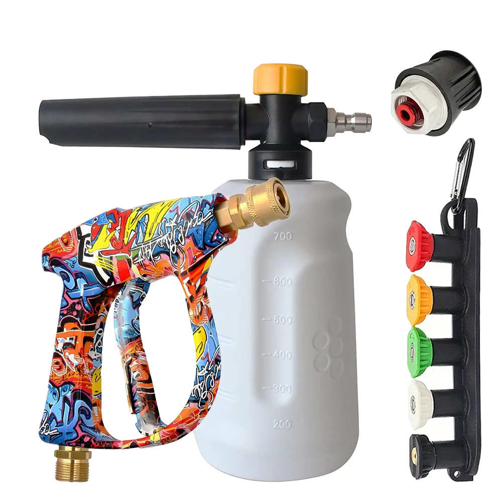 

1/4" Quick Connect Foam Cannon Kit for Low-Power Household Pressure Washers 700mL Bottle 5 Nozzles Compatible with Lavor JET 100