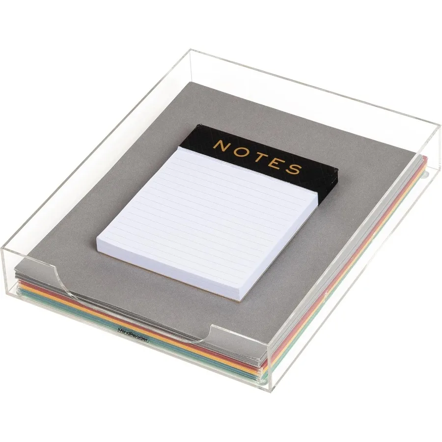 منظم سطح المكتب من الأكريليك الشفاف الحديث مع صينية ورقية للاستخدام المكتبي، حل فعال لتخزين الملفات مصمم لتنظيم المكتب