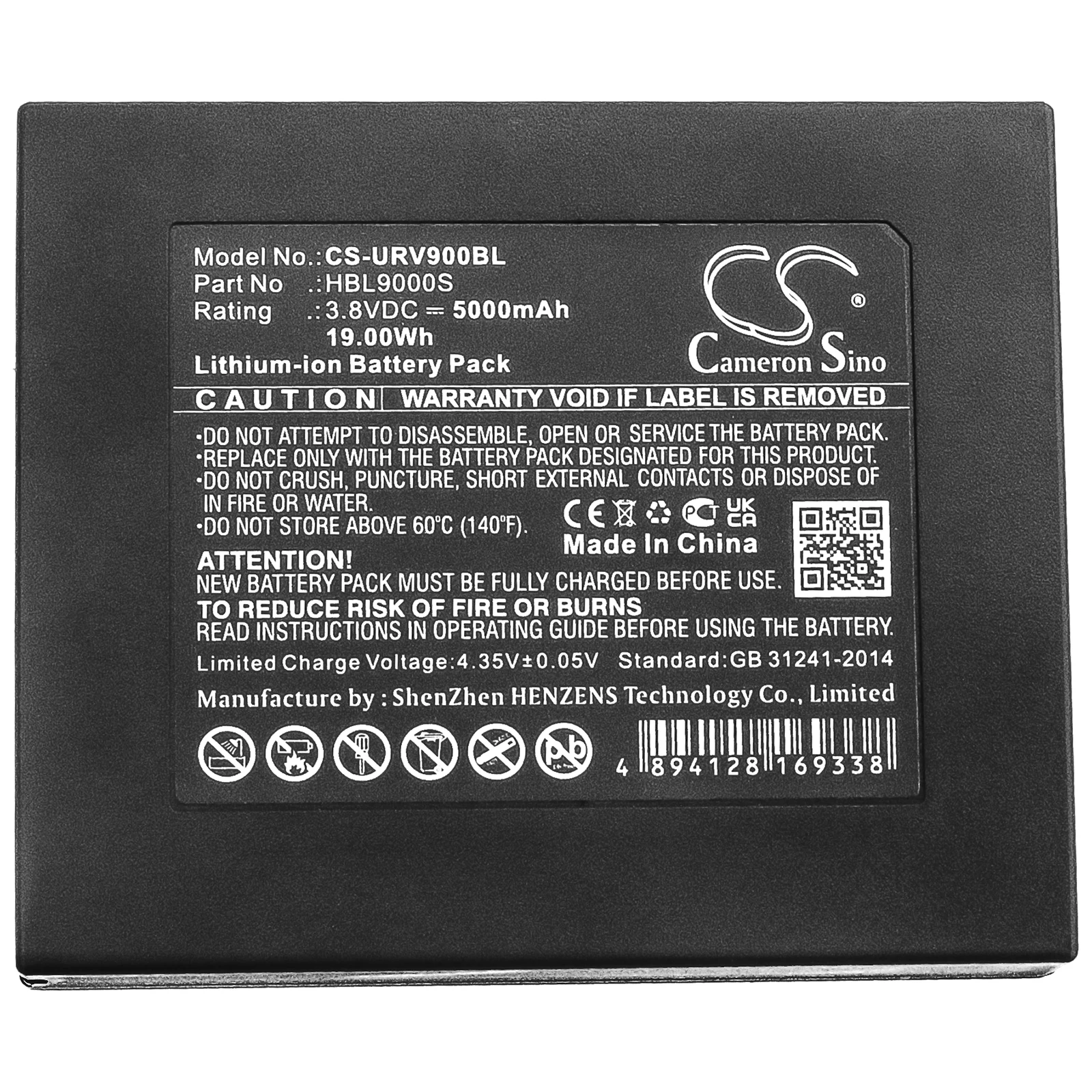 CS Barcode Scanner Battery for Urovo i9000s Fits HBL9000S 5000mAh/19.00Wh Li-ion 3.80V