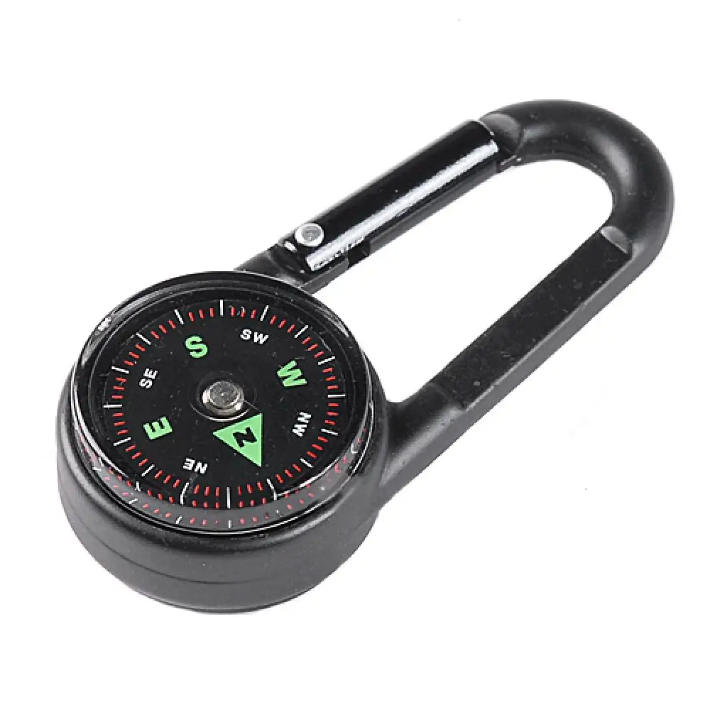 Carabiner Mini Compass Thermometer Keychain 3 In 1 Outdoor Camping Travel Navigational Tool Survival Gear