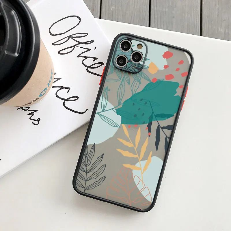 Simple Flower Matte Phone Case For iPhone 15 14 13 12 11 Pro Max Plus 13 Mini X XR XS MAX 8 7 Plus 6 6S Translucent Cover Coupe