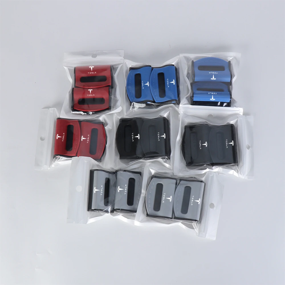 2개 조절 가능한 자동차 안전벨트 클립 버클 자동차 내부 액세서리 테슬라 모델 3 Y S X 2021 로드스터 사이버트럭 장난감 썸네일 5