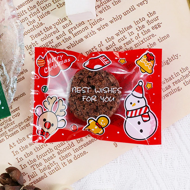 100 ชิ้นคริสต์มาส Hot Seal ถุงขนมสําหรับ Handmade Candy Nougat บิสกิตบรรจุภัณฑ์ XmasNew Year Party ตกแต่ง