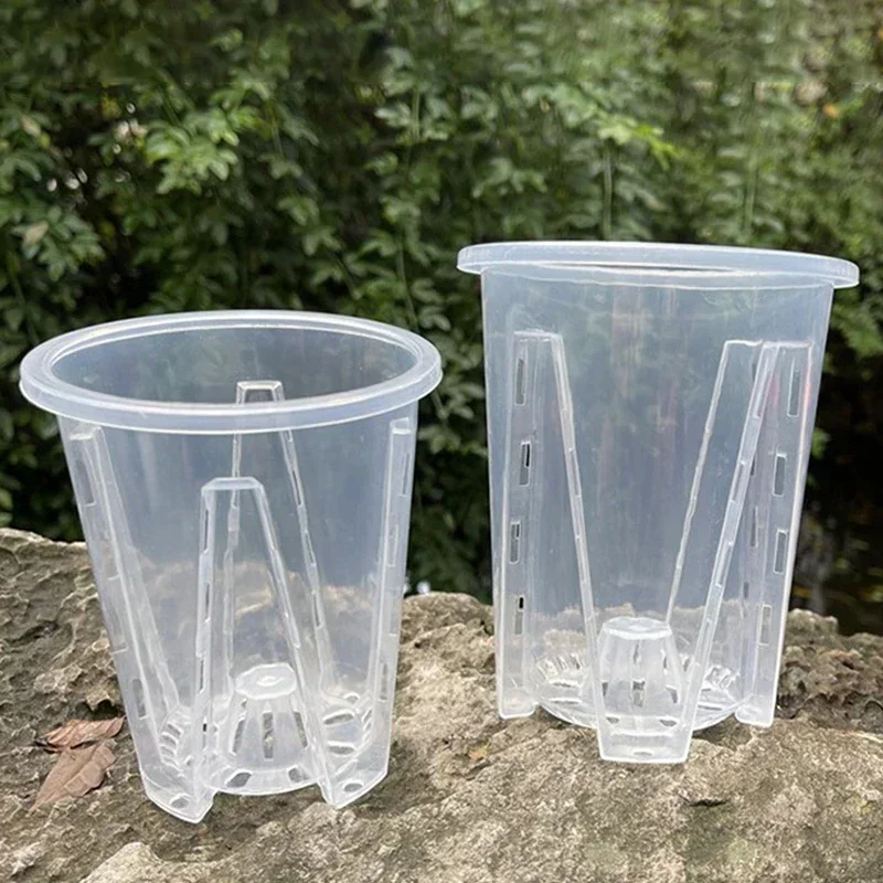 5 Pcs Household Transparent Flower Pot Plant Seedlings Breathable Pot Phalaenopsis Seasonal Green Orchid Flower Planting Tools