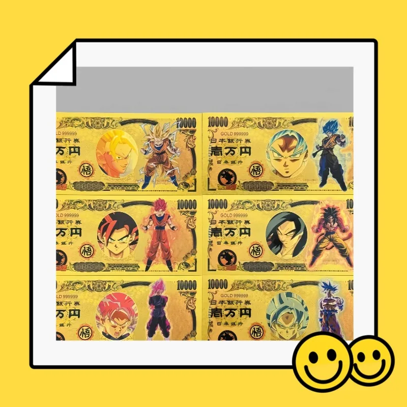 

34 Types Hot Sale Dragon Ball Banknote Anime Gold Banknote in 24k Gold Plated For Collection