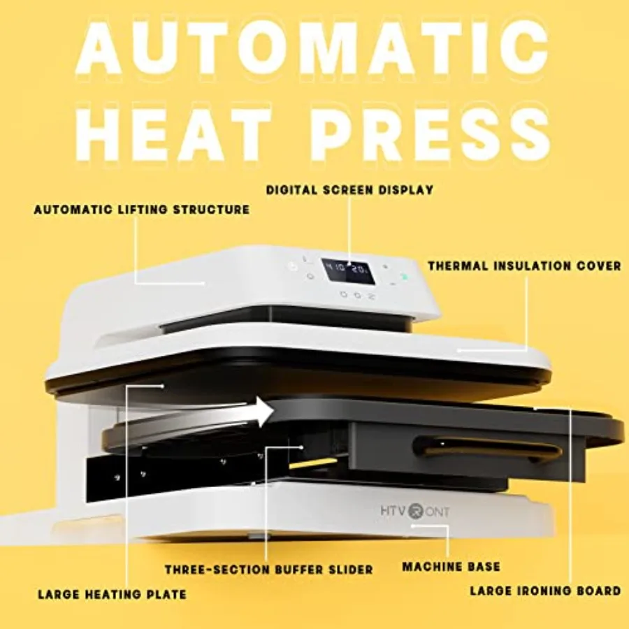 Auto Heat Press Machine for T Shirts and 38 Pcs Accessories Bundle for Cricut Joy