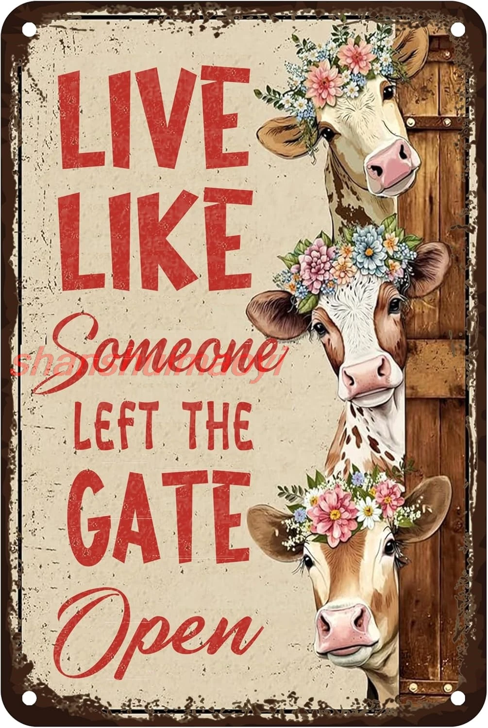 shan Funny Cow Signs Cows Metal Tin Sign For Men Women Room Wall Decor for Bars Restaurants Cafes Pubs 12 X 8 Inches 1pc