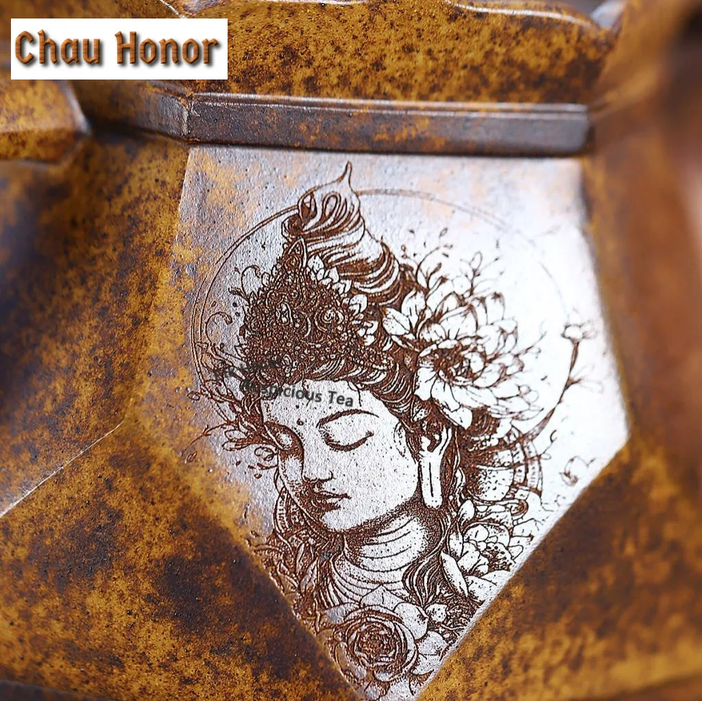 400ml Traditional Yixing Purple Clay Teapots Handmade Monk Hat Pot Raw Ore Wood-fired  Mud Kettle Chinese Zisha Tea Set Gift