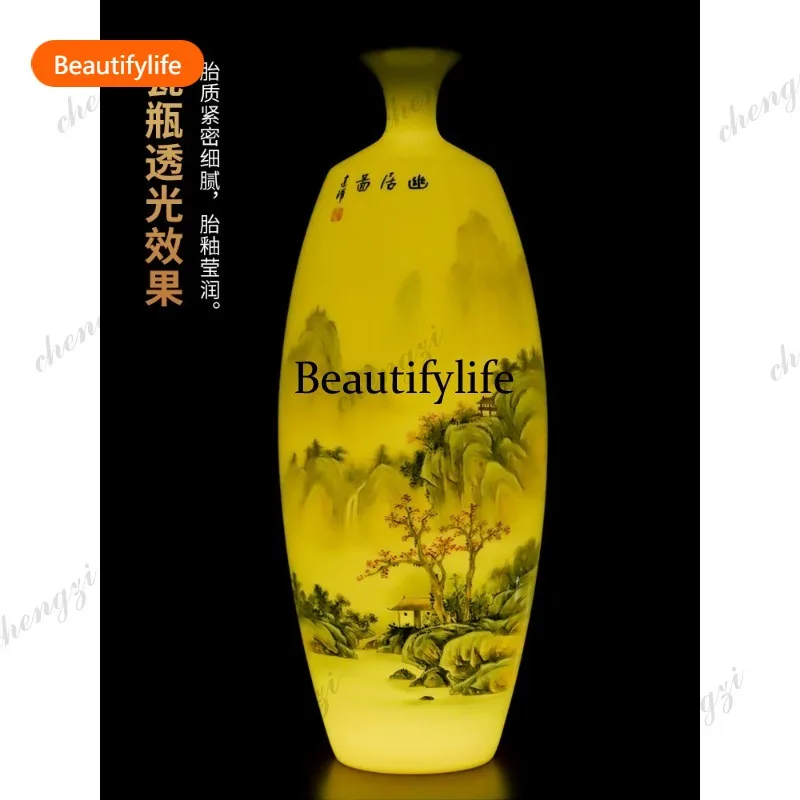 03 national style hand-painted secluded residence map ceramic vase living room entrance wine cabinet study Bogu rack decoration
