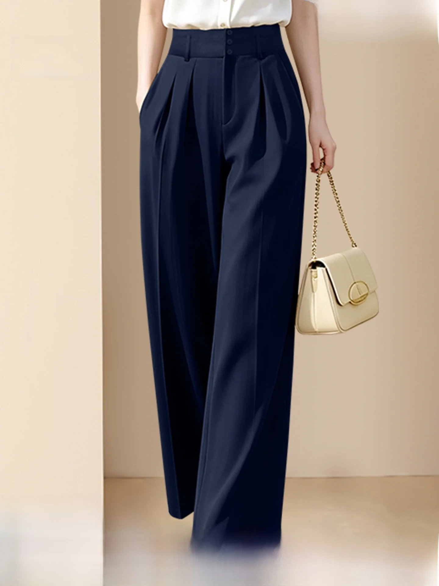 Pantalones Cómodos de Pierna Recta y Ancha para Mujer, Estilo Veraniego, Antiarrugas, Estilo Casual y Holgado de Diffie Rieger