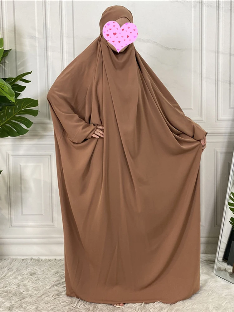 

Jilbab One-piece Prayer Dress Islamic Clothing Muslim Women Hajj Garment Dubai Saudi Hijabi Robe Ramadan Eid Overhead Abaya