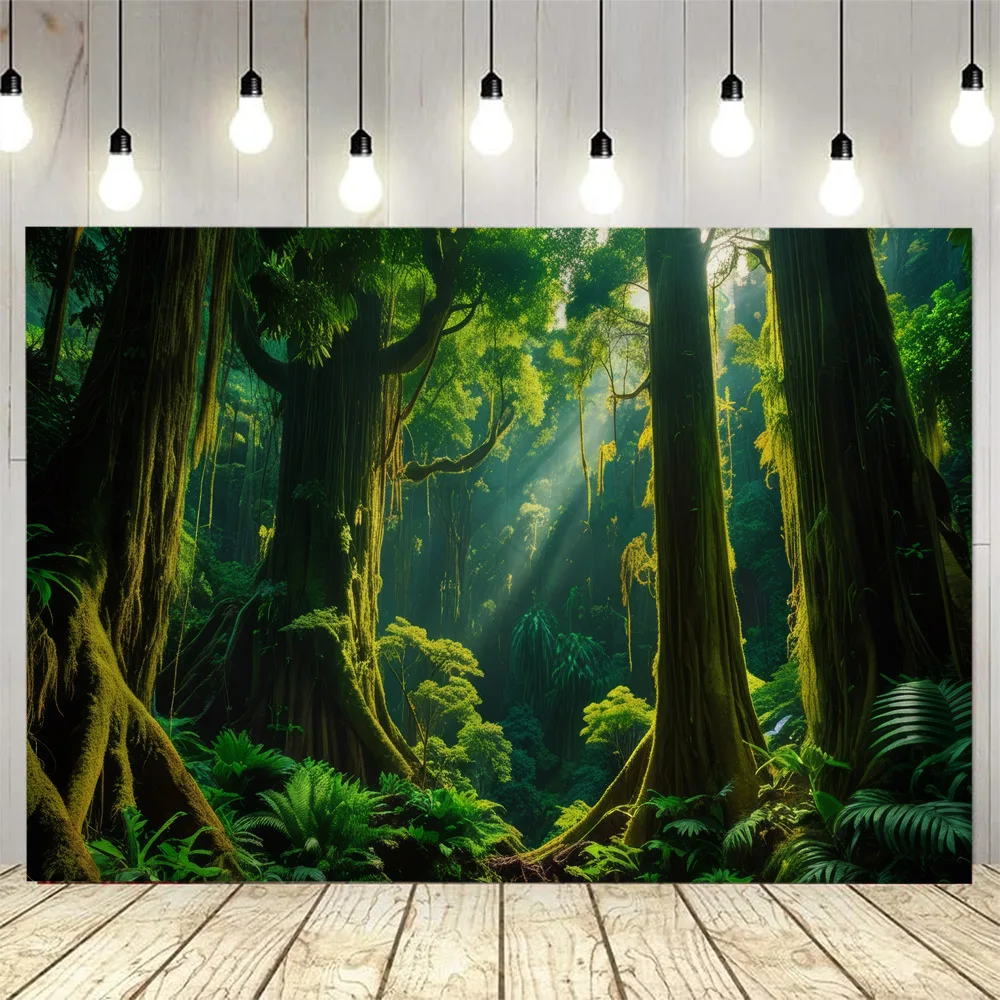 Green jungle tapestry wall hanging dreamy scenery background cloth, home wall decoration murals, beach mats, picnic bed sheets