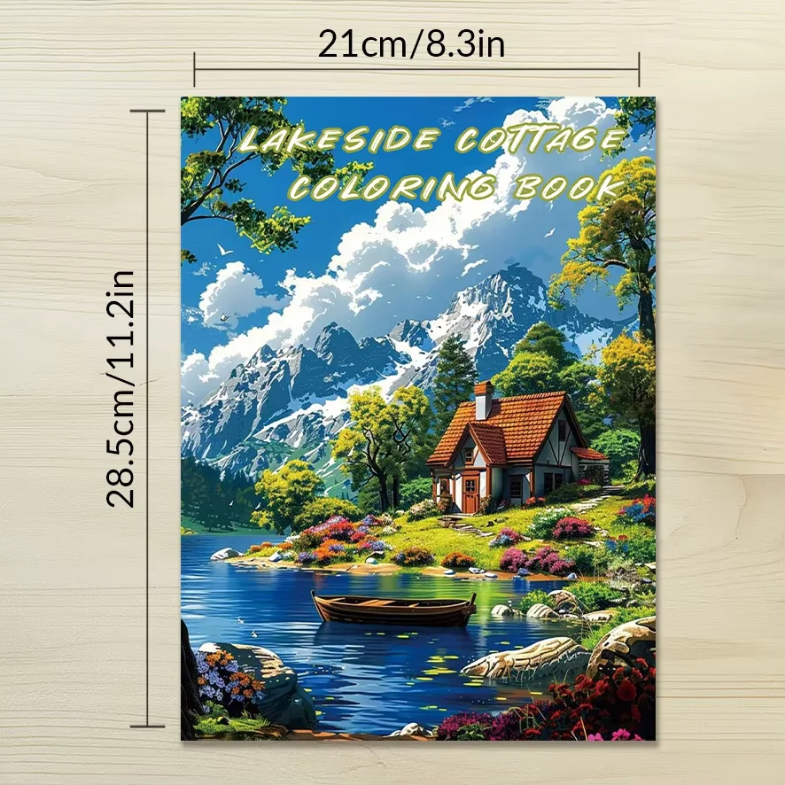 Coloring Book - 8.3 x 11.2 inches, 32 pages, Landscapes - Ideal gift for back-to-school season, family or friends