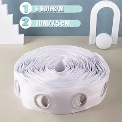 10M Curtain Heading Tape with 80 Round Eyelet Rings for Curtain Blinds Decor Transparent Ring Header DIY Curtain Accessories