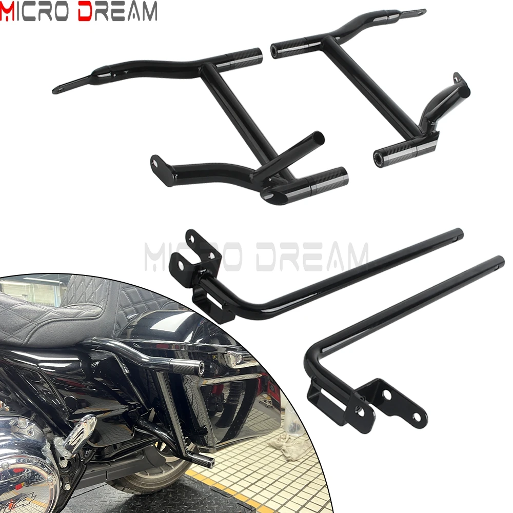 Motorcycle Saddlebags Guards Crash Bar Lower Supports Kit For Harley Touring Electra Street Road Glide FLHT FLHX FLTRX 2014-2025