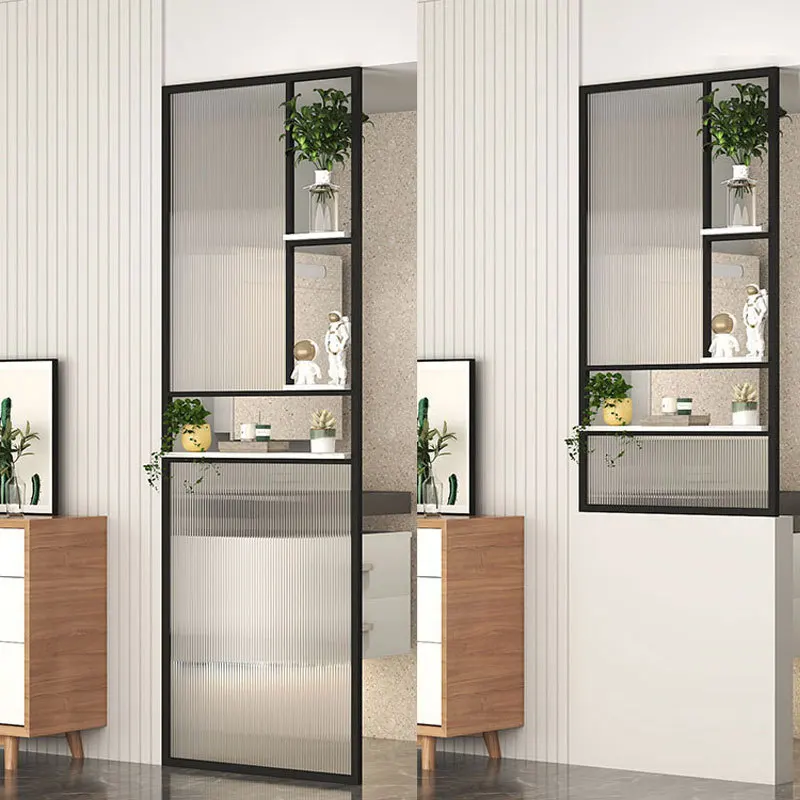 Stainless steel Changhong glass screen modern living room wrought iron bathroom half wall washing table dry area partition rack