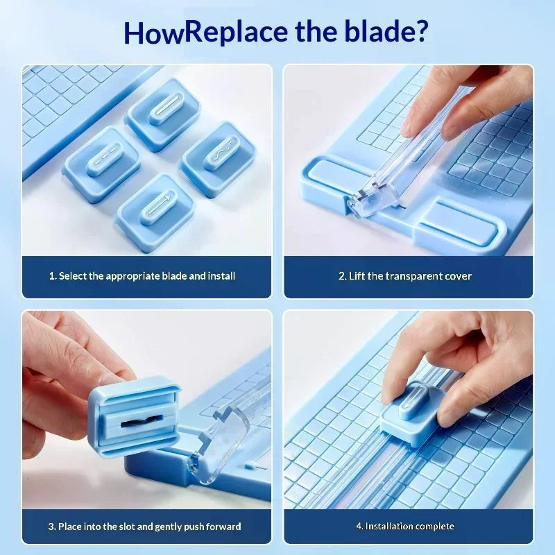 4-in-1 Portable Paper Trimmer with Double-Ended Blades for Accurate Cutting School Office Supplies