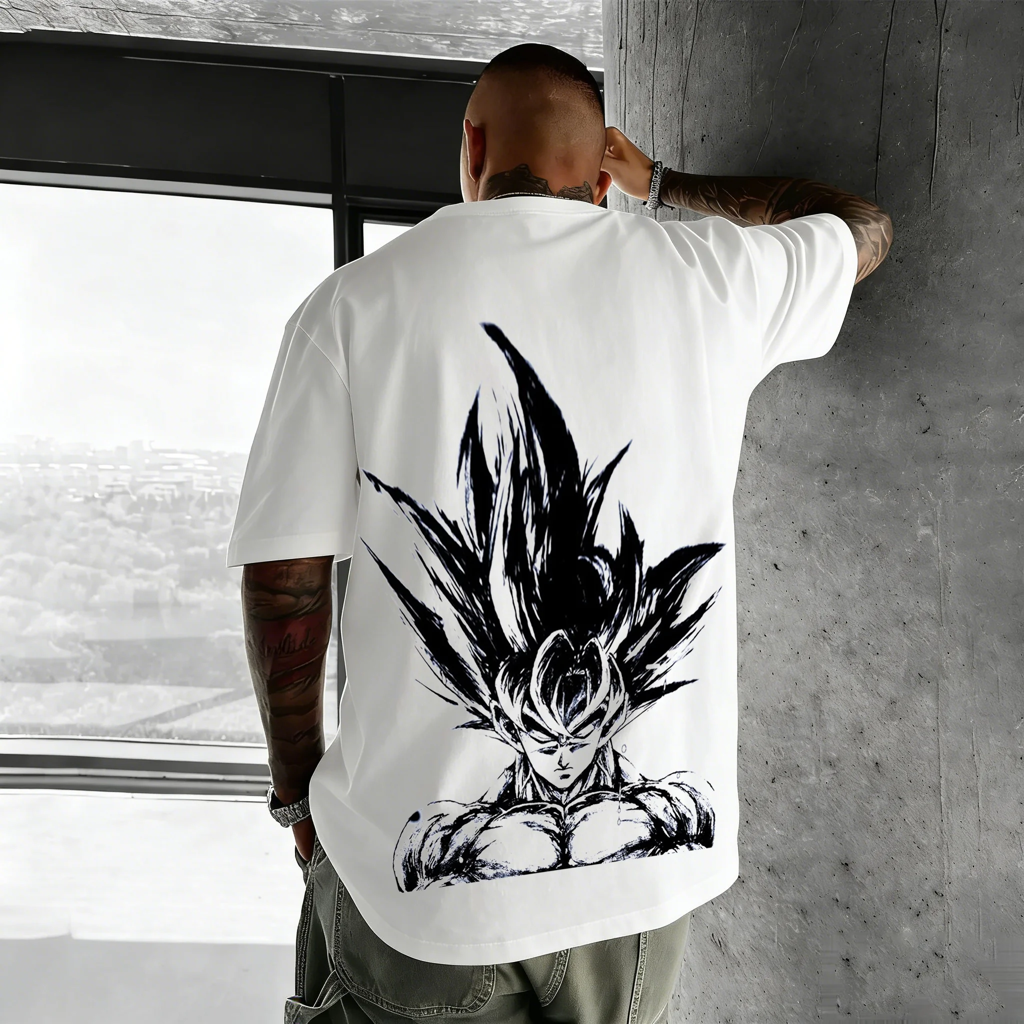 

Футболка унисекс с принтом Dragon Ball Goku, хлопковая, оверсайз, летняя, дышащая, спортивная, с круглым вырезом, с коротким рукавом