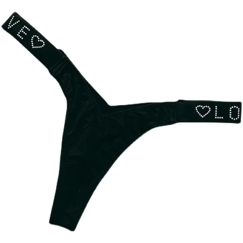 Sexy T-pants Letter PINK BLING Rhinestone Fashion Funhigh Waist Silk Fitness Traceless Women's Underwear Thong Panties G String