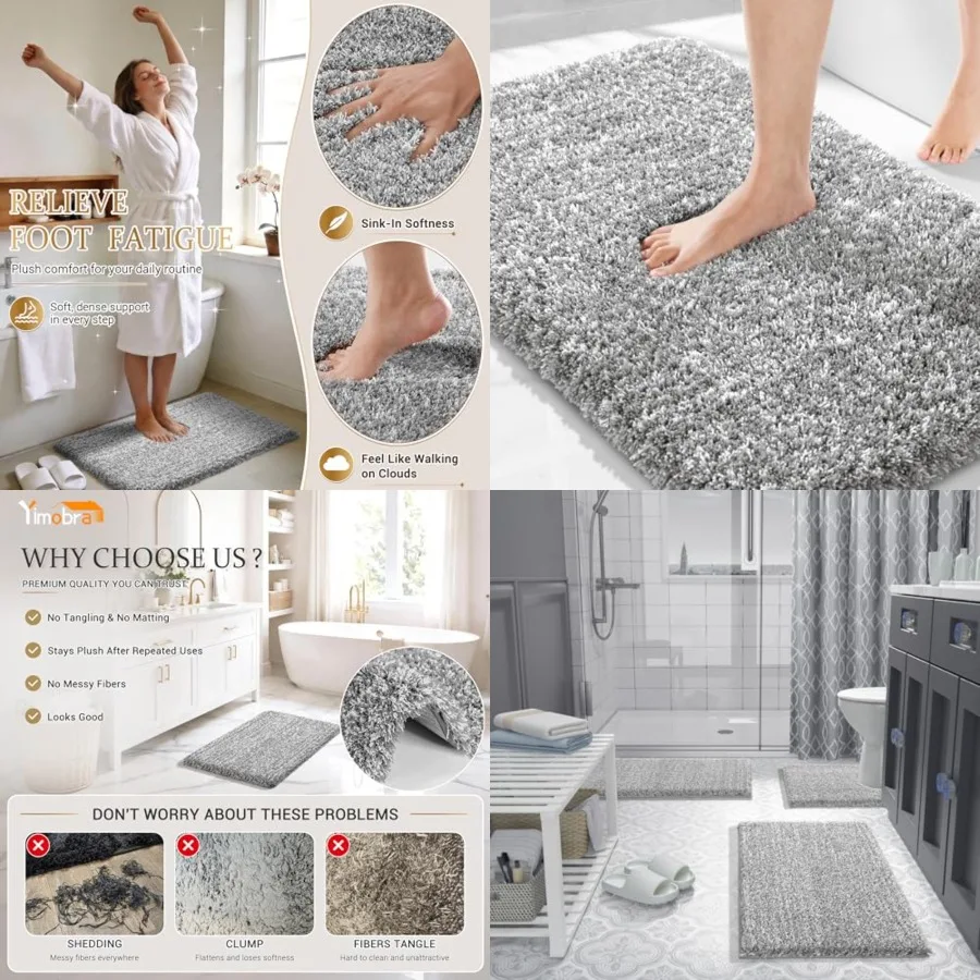 

Bathroom Rugs Non Slip Washable 36X24, Ultra Soft and Water Absorbent Bath Mats, Plush Fluffy Shower Mat Outside, Luxury Microf
